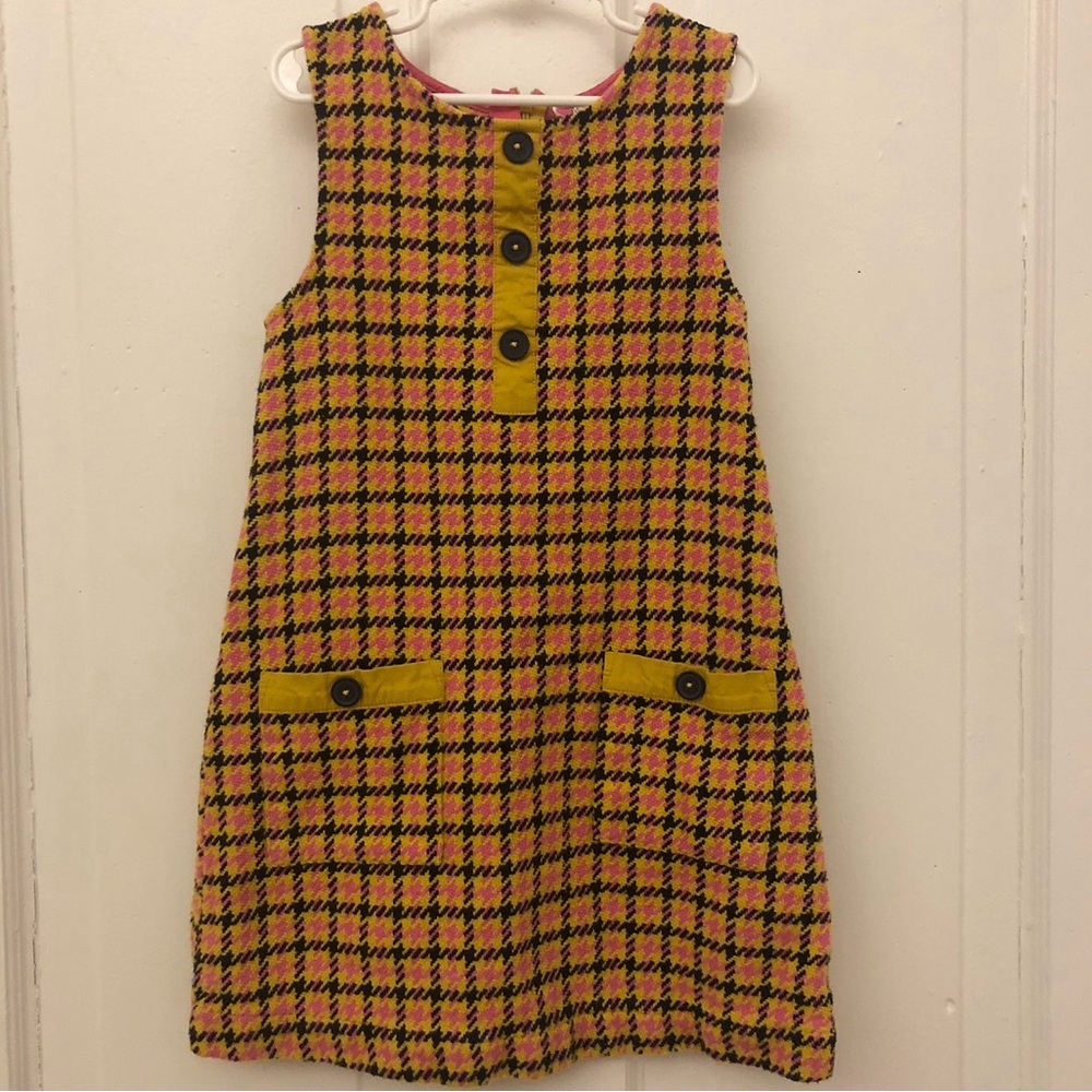 Mini Boden Yellow and Pink Plaid Shift Dress